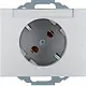 Berker 47287103 wandcontactdoos randaarde 45 graden gedraaid K5 aluminium