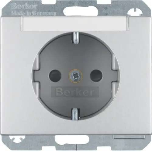 Berker 47387003 wandcontactdoos randaarde kindveilig tekstveld K5 aluminium