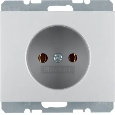 Berker 6167157003 wandcontactdoos zonder randaarde K5 aluminium