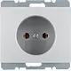 Berker 6167157003 wandcontactdoos zonder randaarde K5 aluminium
