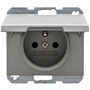 Berker 6768777103 wandcontactdoos penaarde kindveilig klapdeksel K5 aluminium