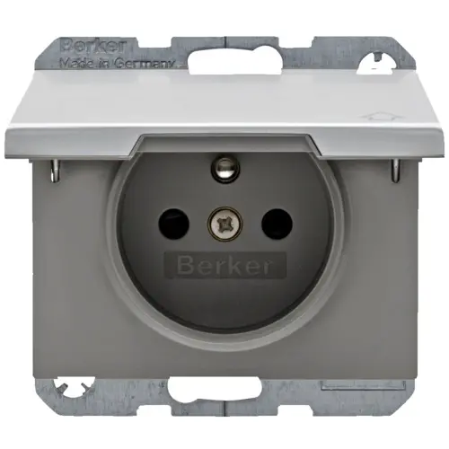 Berker 6768777103 wandcontactdoos penaarde kindveilig klapdeksel K5 aluminium