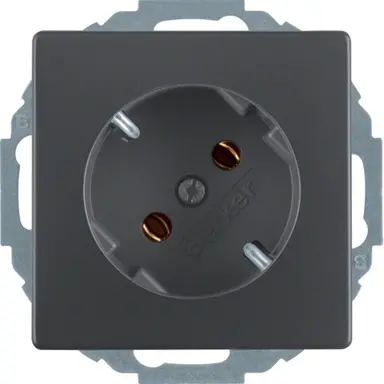 Berker 47276086 wandcontactdoos randaarde 45 graden gedraaid Q1/Q3/Q7 antraciet