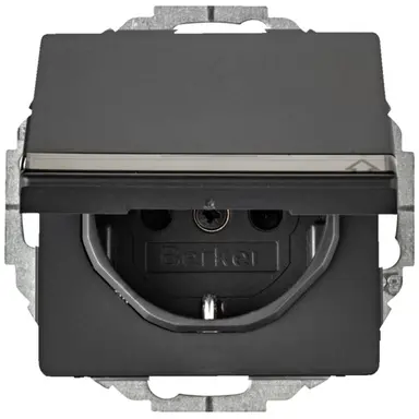 Berker 47466086 wandcontactdoos randaarde kindveilig klapdeksel tekstkader 45 graden draaibaar Q1/Q3/Q7 antraciet