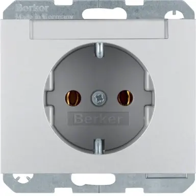 Berker 47397003 wandcontactdoos randaarde tekstveld K5 aluminium