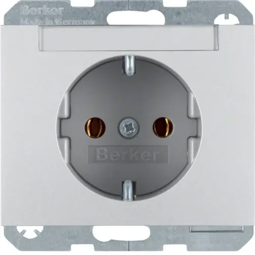 Berker 47397003 wandcontactdoos randaarde tekstveld K5 aluminium