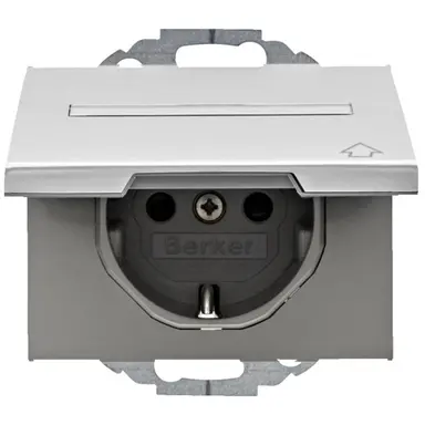 Berker 47487103 wandcontactdoos randaarde kindveilig klapdeksel 45 graden draaibaar K5 aluminium