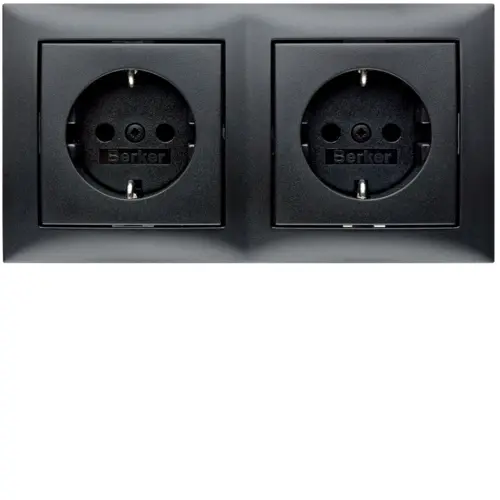 Berker 47209949 wandcontactdoos 2-voudig randaarde compleet voorbedraad voor duo-inbouwdoos S1 antraciet mat