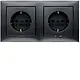 Berker 47209949 wandcontactdoos 2-voudig randaarde compleet voorbedraad voor duo-inbouwdoos S1 antraciet mat