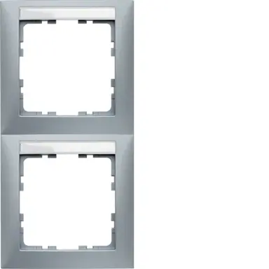 Berker 10129959 afdekraam 2-voudig verticaal met tekstveld S1 aluminium mat