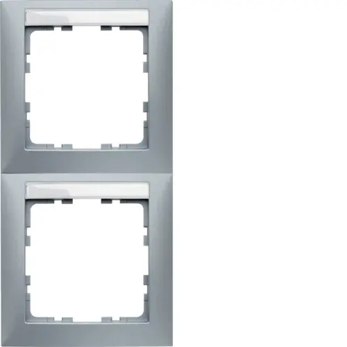 Berker 10129959 afdekraam 2-voudig verticaal met tekstveld S1 aluminium mat