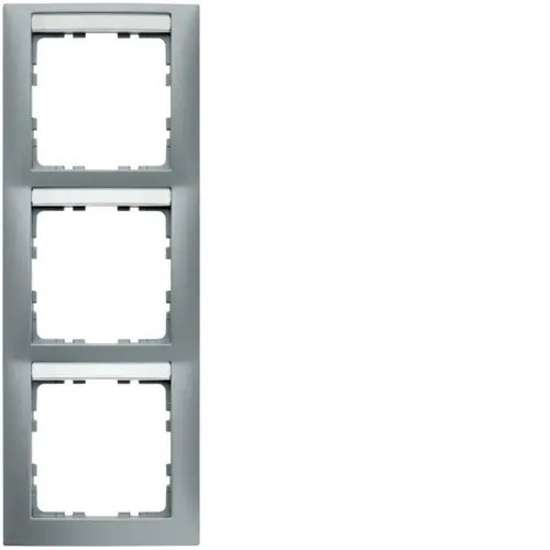 Berker 10139959 afdekraam 3-voudig verticaal met tekstveld S1 aluminium mat