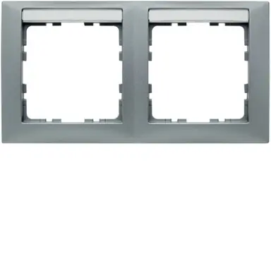 Berker 10229959 afdekraam 2-voudig horizontaal met tekstveld S1 aluminium mat