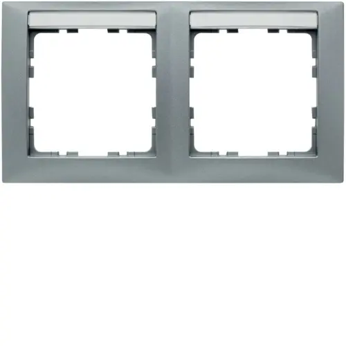 Berker 10229959 afdekraam 2-voudig horizontaal met tekstveld S1 aluminium mat