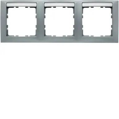 Berker 10239959 afdekraam 3-voudig horizontaal met tekstveld S1 aluminium mat