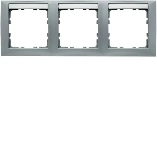 Berker 10239959 afdekraam 3-voudig horizontaal met tekstveld S1 aluminium mat