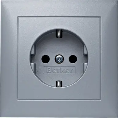 Berker 47229939 wandcontactdoos randaarde kindveilig voor afzonderlijke montage S1/B3/B7 aluminium mat