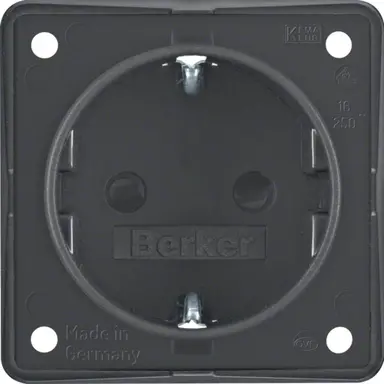 Berker 947792505 Integro Flow wandcontactdoos randaarde kindveilig steekklemmen antraciet mat