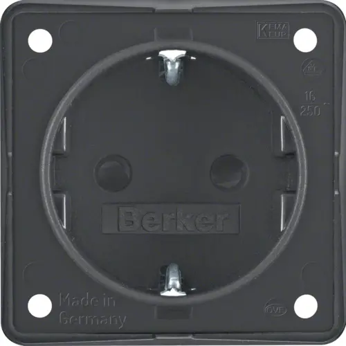 Berker 947792505 Integro Flow wandcontactdoos randaarde kindveilig steekklemmen antraciet mat