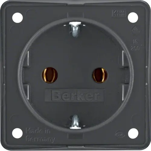 Berker 947782505 Integro Flow wandcontactdoos randaarde steekklemmen antraciet mat