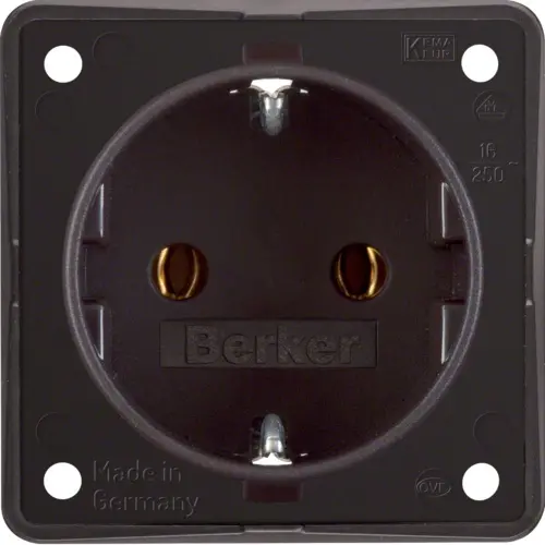 Berker 947782501 Integro Flow wandcontactdoos randaarde steekklemmen bruin mat