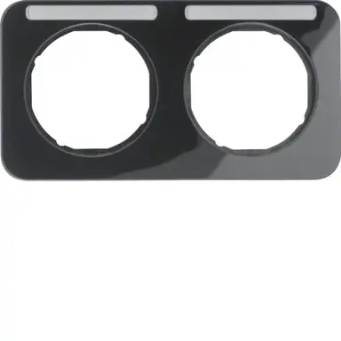 Berker 10122135 afdekraam 2-voudig horizontaal met tekstveld R1 zwart