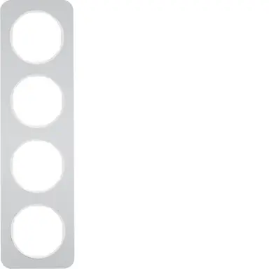 Berker 10142174 afdekraam 4-voudig R1 aluminium wit