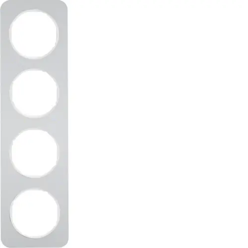Berker 10142174 afdekraam 4-voudig R1 aluminium wit