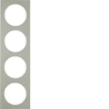 Berker 10142214 afdekraam 4-voudig R3 edelstaal/wit