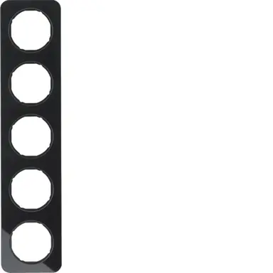 Berker 10152116 afdekraam 5-voudig R1 zwart glas
