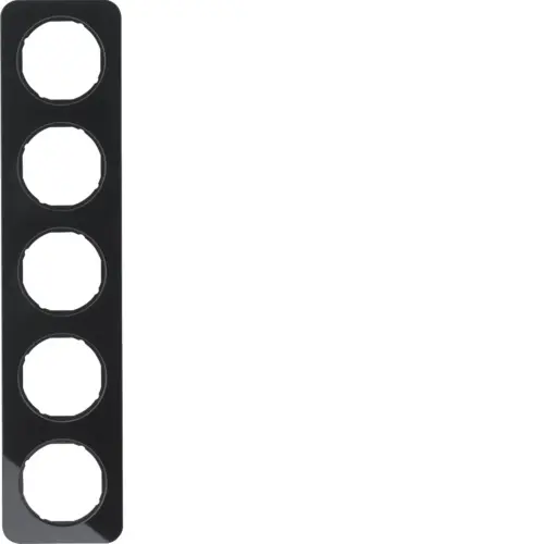 Berker 10152116 afdekraam 5-voudig R1 zwart glas