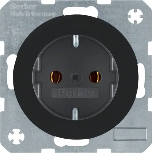 Berker 41432045 wandcontactdoos randaarde schroef R1/R3/R8 zwart