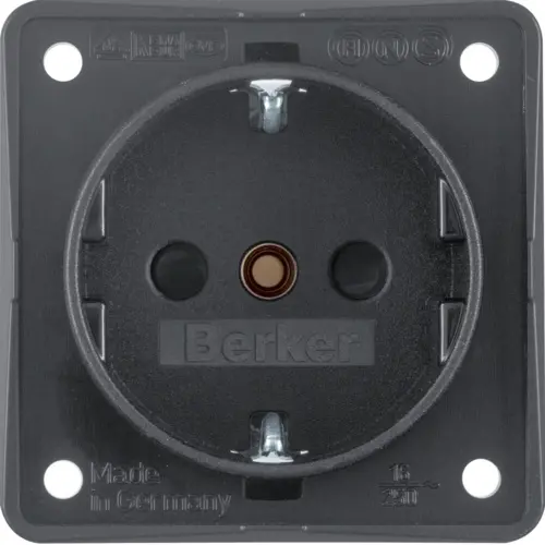 Berker 941952505 Integro Flow wandcontactdoos randaarde kindveilig schroefklemmen antraciet mat