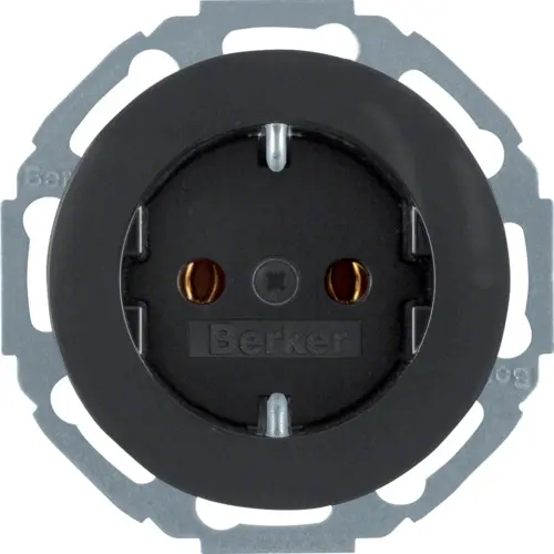 Berker 47452045 wandcontactdoos randaarde R.Classic zwart