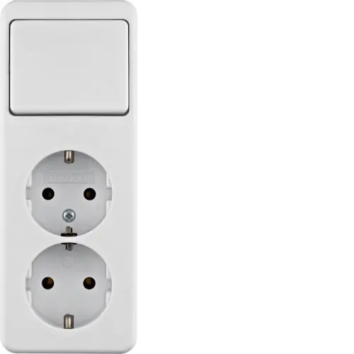 Berker 61402649 opbouw wisselschakelaar met wandcontactdoos 2-voudig randaarde wit
