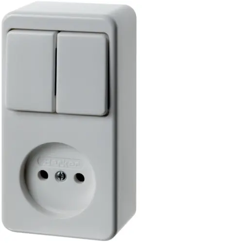 Berker 61673549 opbouw serieschakelaar met wandcontactdoos zonder randaarde wit
