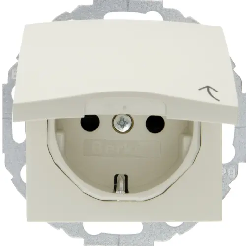 Berker 47448982 wandcontactdoos randaarde kindveilig klapdeksel 45 graden draaibaar S1/B3/B7 creme glans