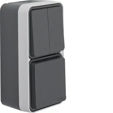 Berker 47903515 W1 combinatie serieschakelaar en wandcontactdoos compleet grijs