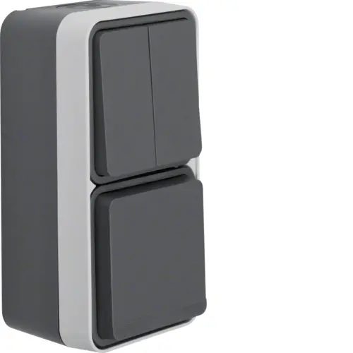 Berker 47903515 W1 combinatie serieschakelaar en wandcontactdoos compleet grijs