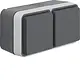 Berker 47753525 W1 wandcontactdoos 2-voudig randaarde horizontaal compleet grijs