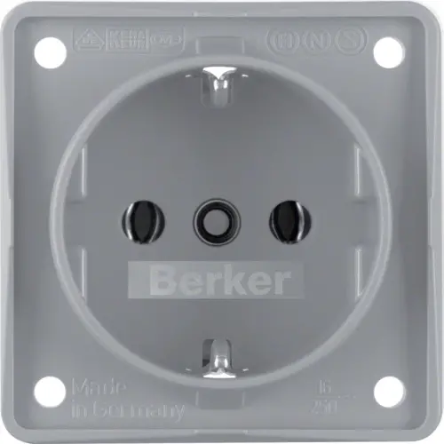 Berker 941852506 Integro Flow wandcontactdoos randaarde schroefklemmen grijs mat