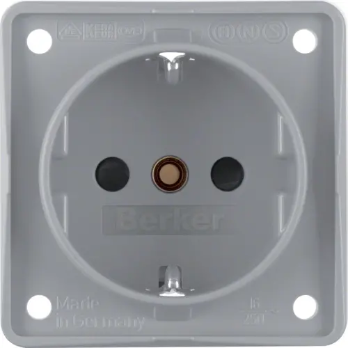 Berker 941952506 Integro Flow wandcontactdoos randaarde kindveilig schroefklemmen grijs mat