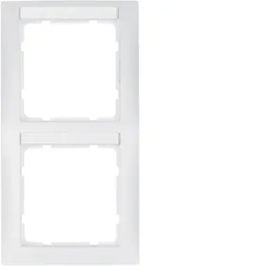 Berker 10129919 afdekraam 2-voudig verticaal met tekstveld S1 wit mat