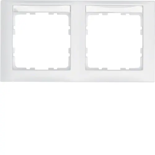 Berker 10229919 afdekraam 2-voudig horizontaal met tekstveld S1 wit mat