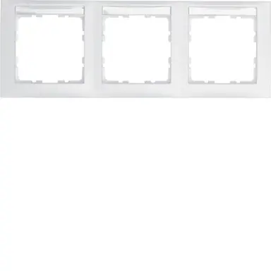 Berker 10239919 afdekraam 3-voudig horizontaal met tekstveld S1 wit mat