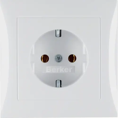 Berker 47428989 wandcontactdoos randaarde voor afzonderlijke montage S1/B3/B7 wit glans