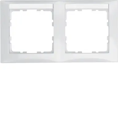 Berker 10228919 afdekraam 2-voudig horizontaal met tekstveld S1 wit glans