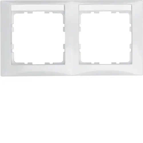 Berker 10228919 afdekraam 2-voudig horizontaal met tekstveld S1 wit glans