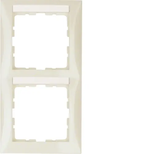 Berker 10128912 afdekraam 2-voudig verticaal met tekstveld S1 creme glans