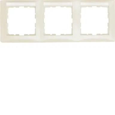 Berker 10238912 afdekraam 3-voudig horizontaal met tekstveld S1 creme glans